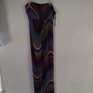 Multi-Colored Wavy Length Design Long Dress